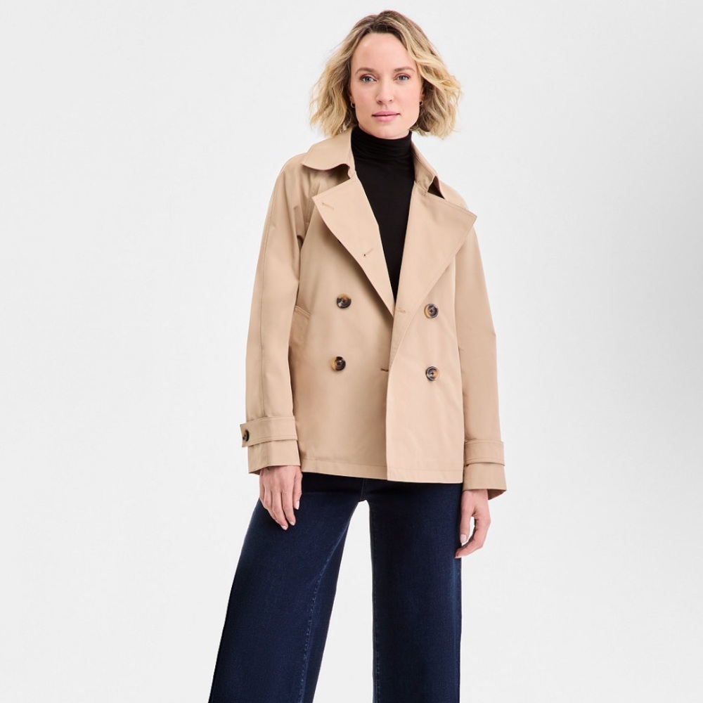 Michael Kors Short Double-Breasted Trench Coat Petite Small